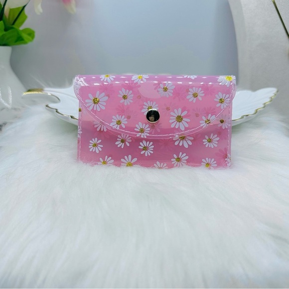 Florals Clear Card Case Wallet in Pink - Picture 1 of 6
